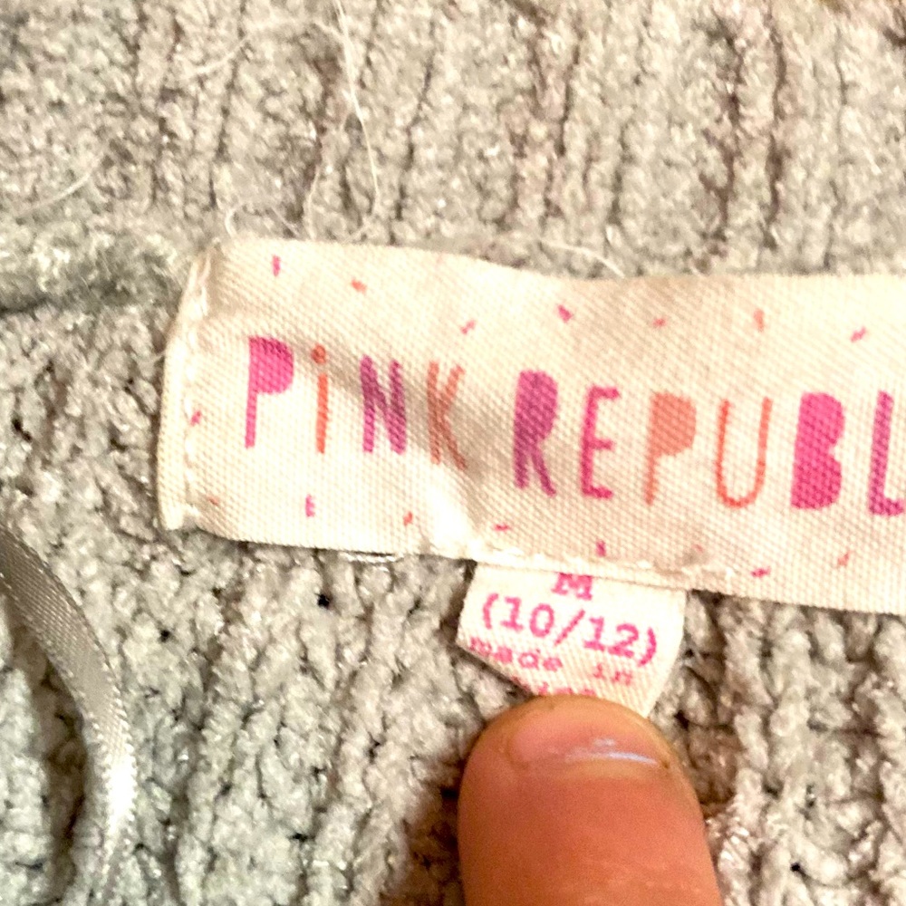 Pink republic gray sweater kids size 10/12